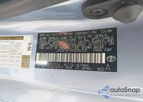 2009 Scion Tc из США, поврежденный, VIN JTKDE167490296725